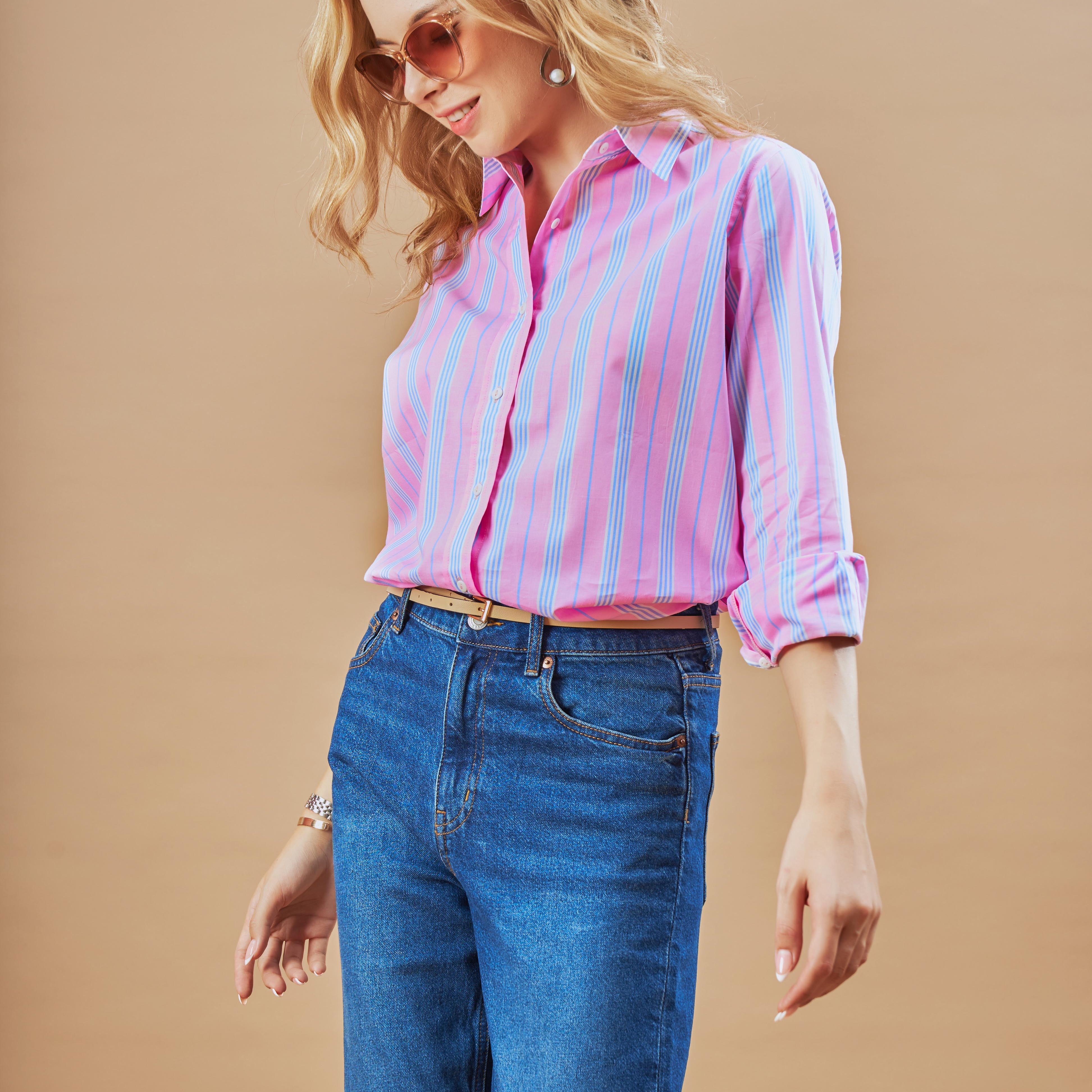 Elisha Pink Stripes Cotton Formal Shirt