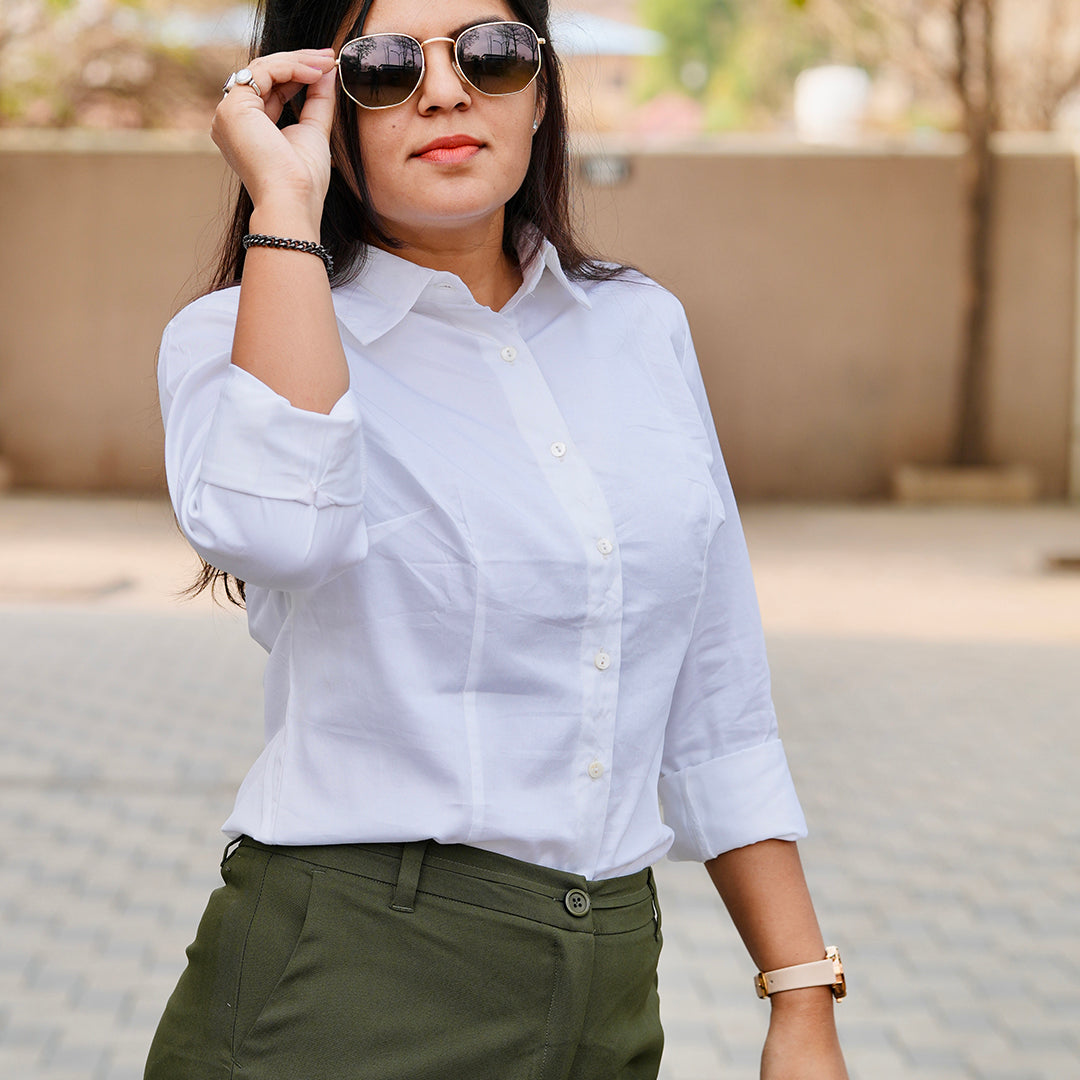 Alora Pristine White Formal Shirt