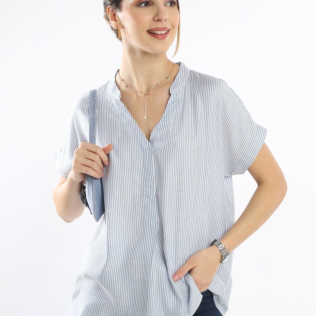 Ellora Stripes Formal Top