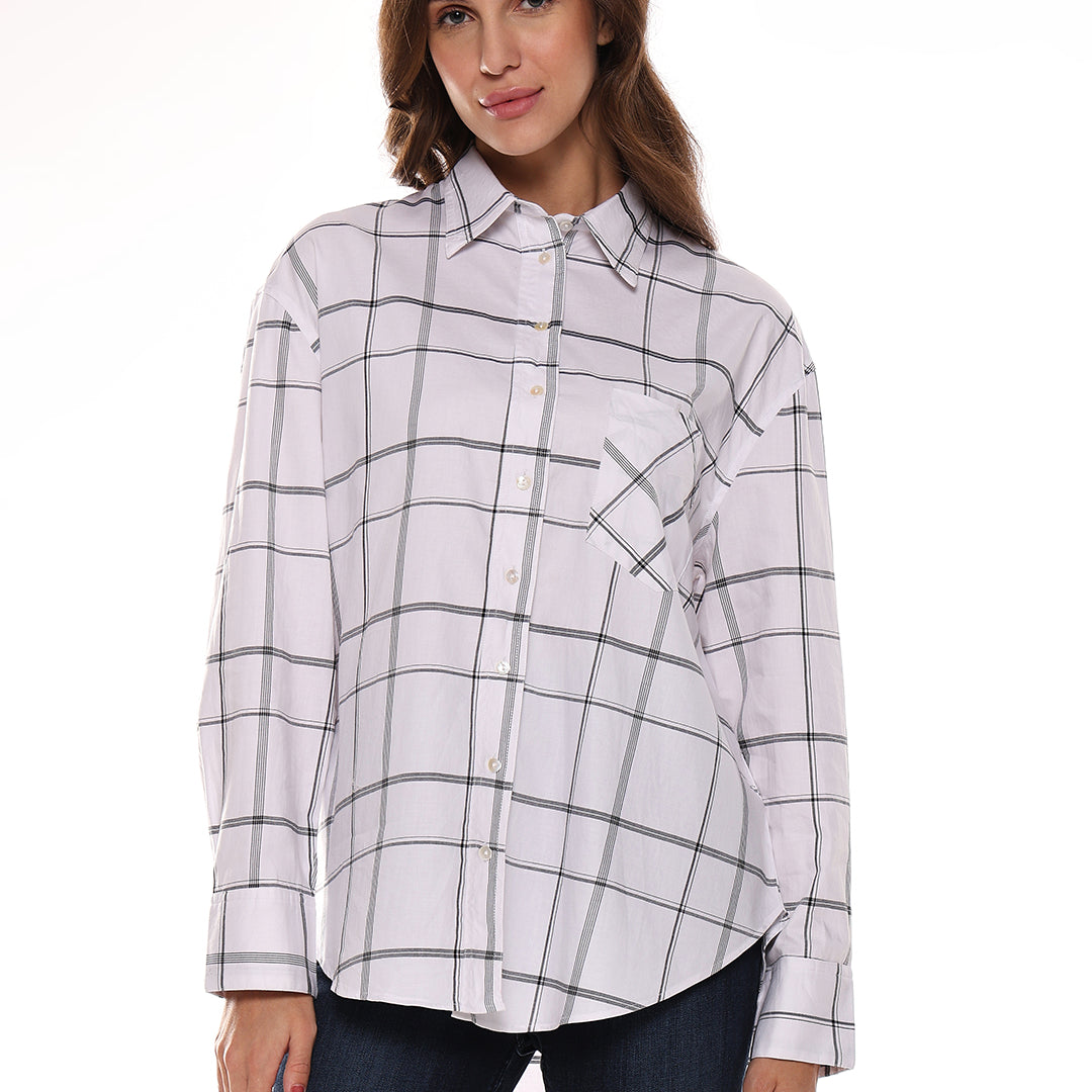 Alivia Checks Cotton Oversized Shirt