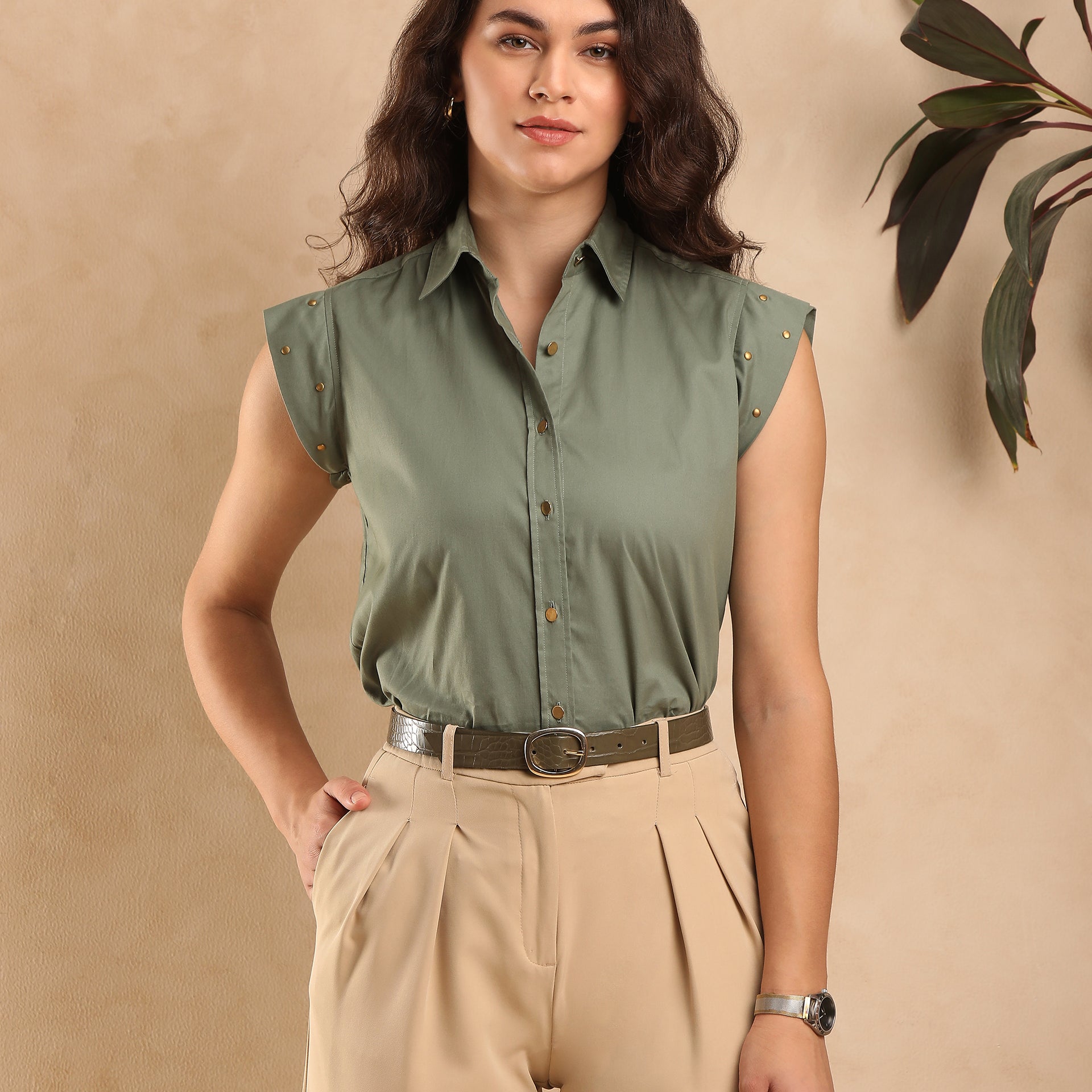 Darren Cap Sleeves Cotton Shirt