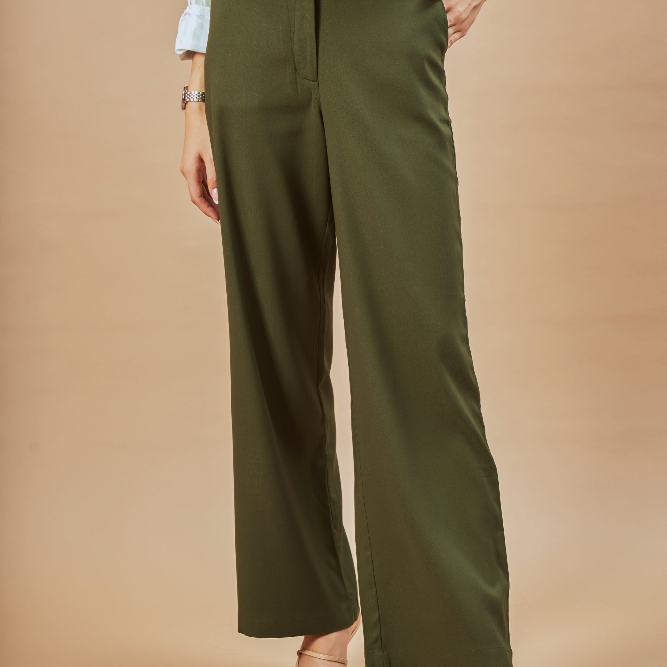 Diane Olive Green Formal Trousers
