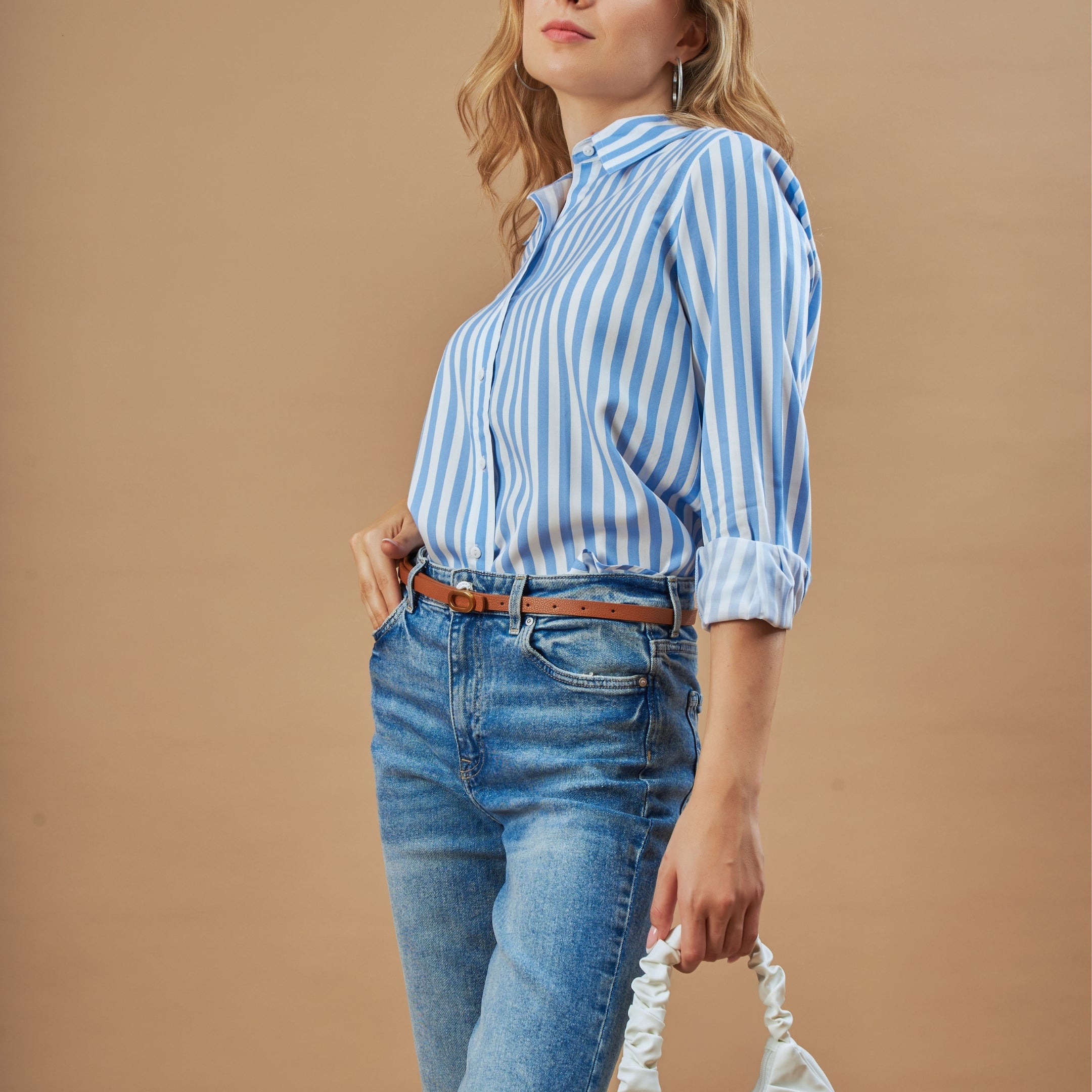 Dede Blue & White Striped Formal Shirt