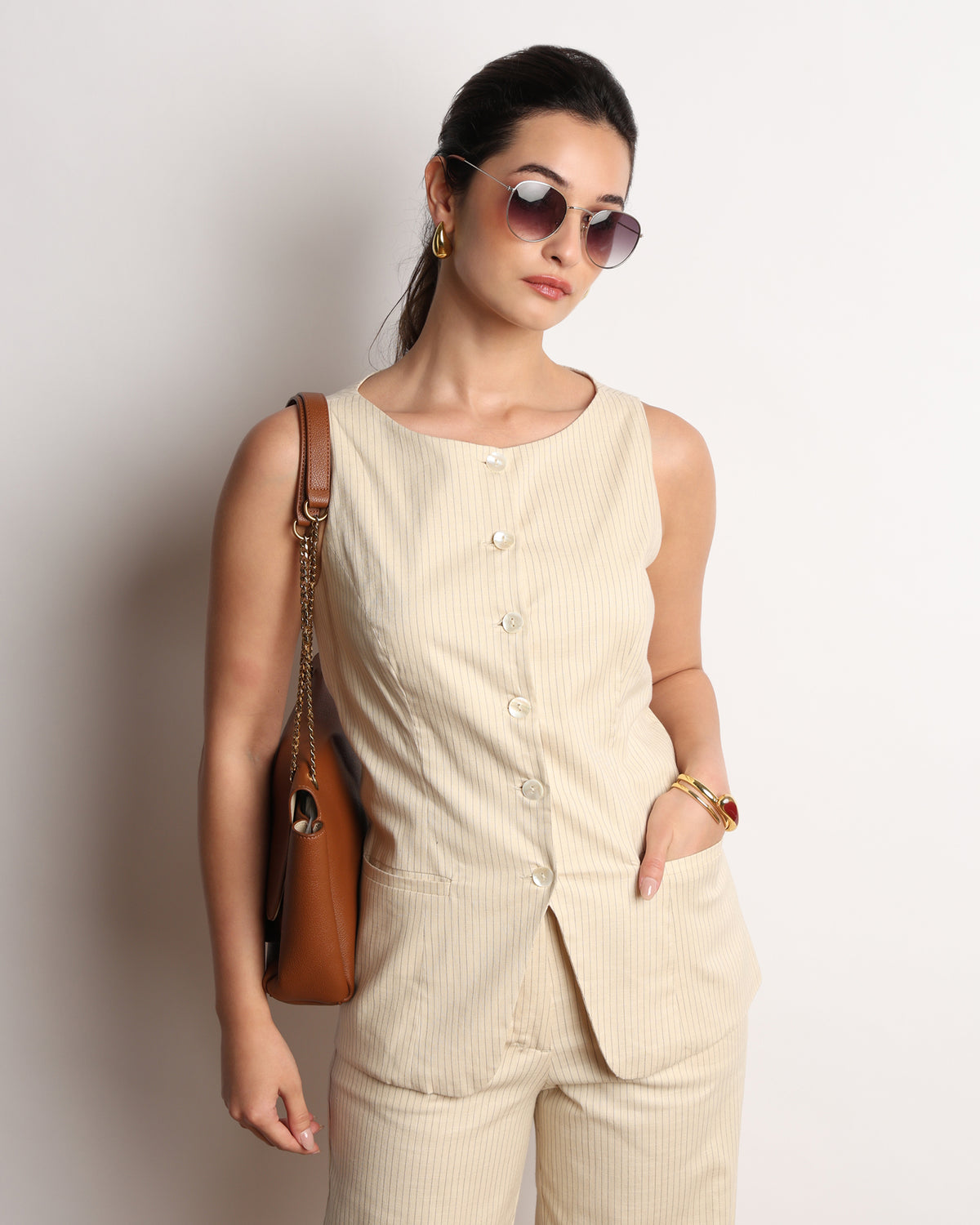 Heading Pinstriped Vest