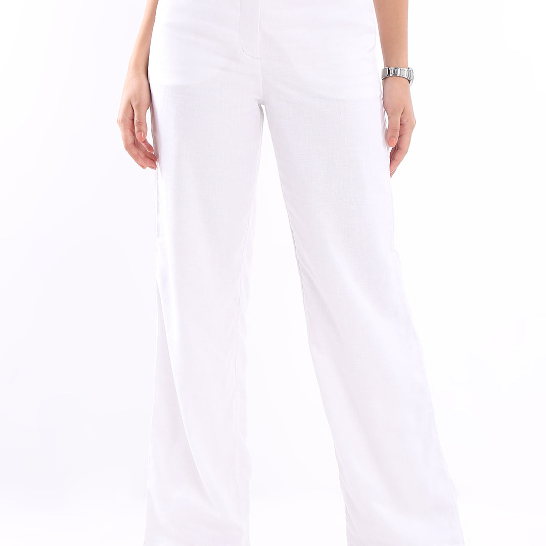 Easel Soft Linen White Formal Pants