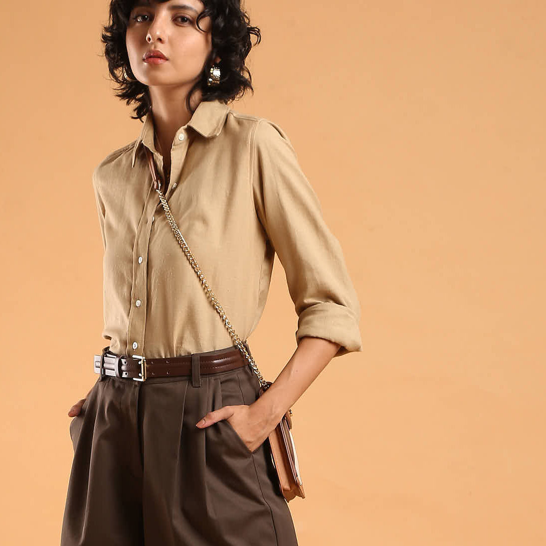 Charlie Beige Cotton Formal Shirt