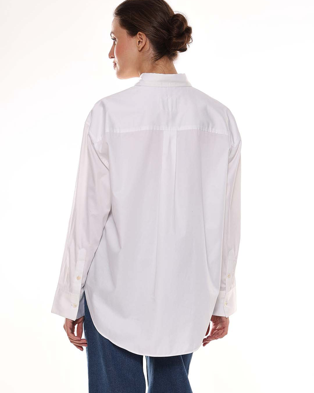 Alma White Giza Cotton Oversized Shirt for Women - Brussels Fit from GAZILLION - Back Look