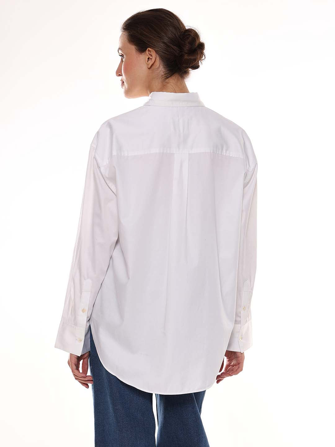 Alma White Giza Cotton Oversized Shirt for Women - Brussels Fit from GAZILLION - Back Look