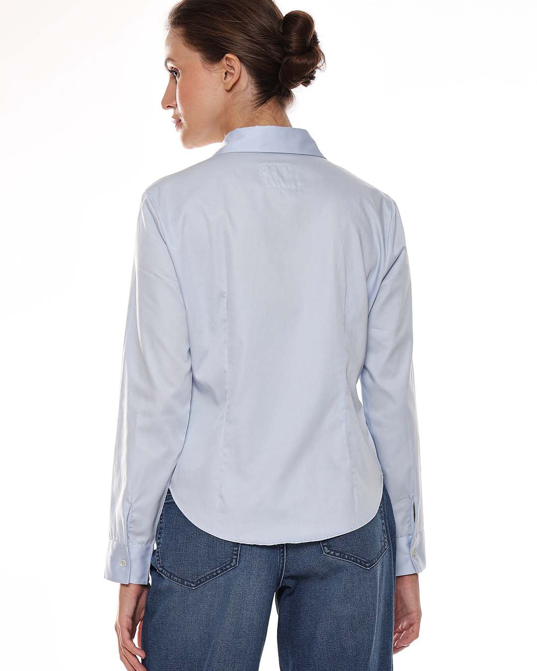 Alora Sky Blue Giza Cotton Fitted Formal Shirt for Women - Munich Fit from GAZILLION - Back Look