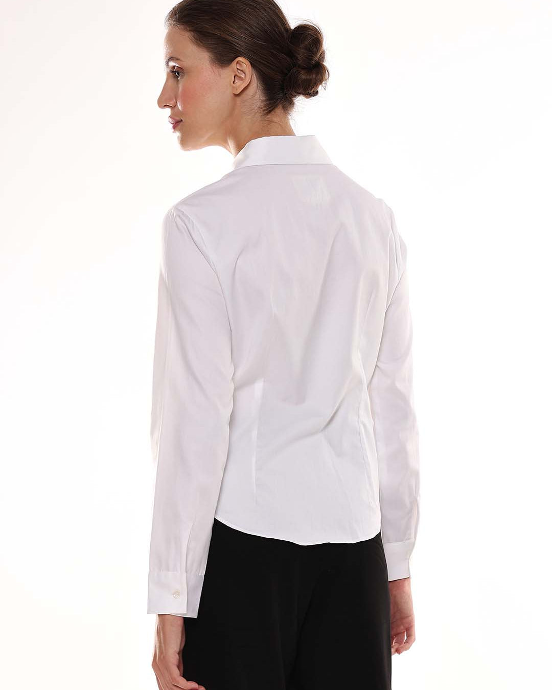Alora White Giza Cotton Fitted Formal Shirt for Women - Munich Fit from GAZILLION - Back Look
