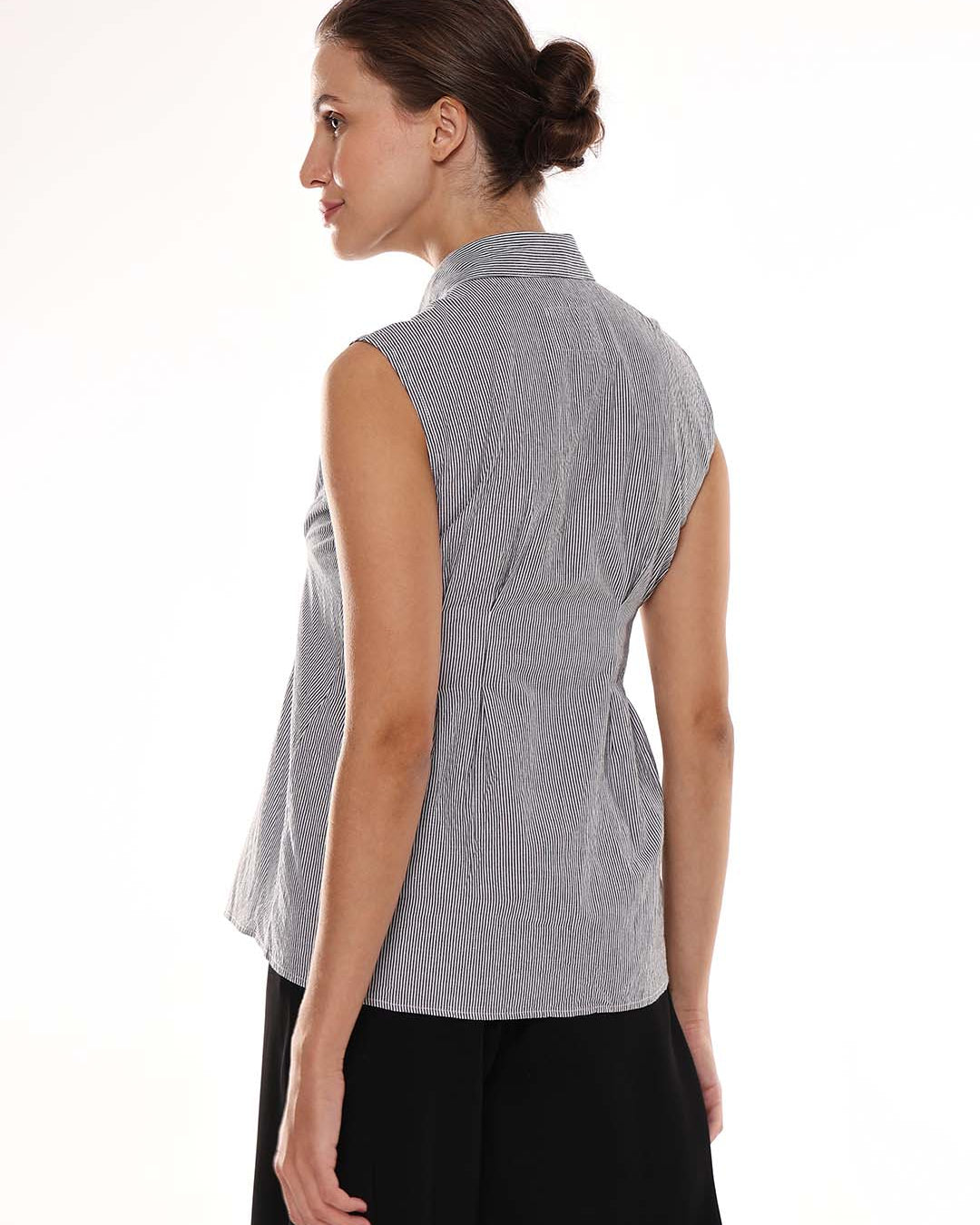 Amayra Black & White Striped Cotton Oversized Shirt for Women - Brussels Fit for GAZILLION - Back Look