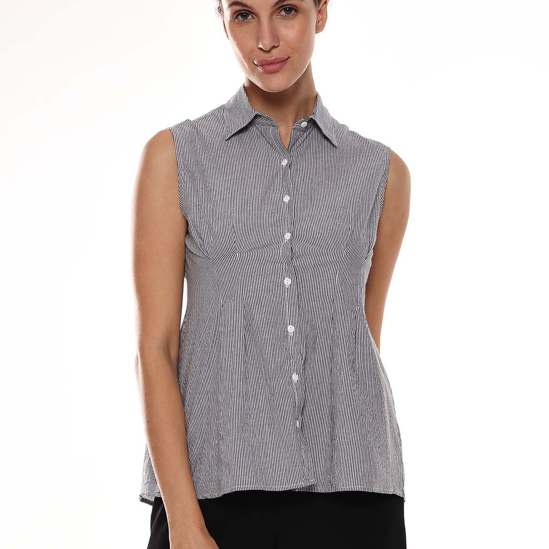 Amayra Black & White Striped Cotton Oversized Shirt for Women - Brussels Fit for GAZILLION - Front Look