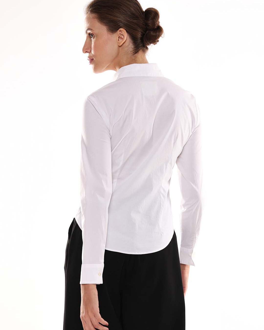 Anna White Cotton Formal Shirt for Women - Munich Fit from GAZILLION - Back Look