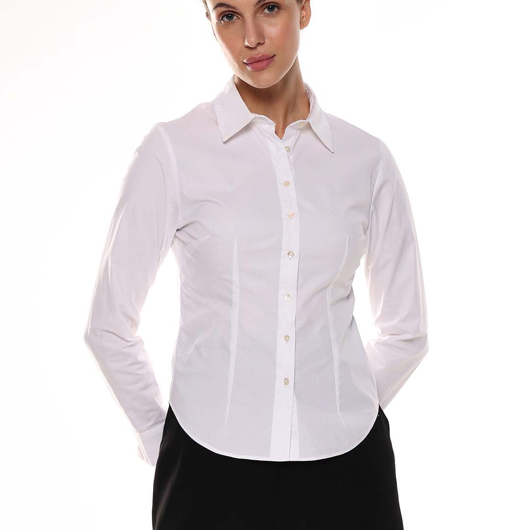 Anna White Cotton Formal Shirt for Women - Munich Fit from GAZILLION - Front Look