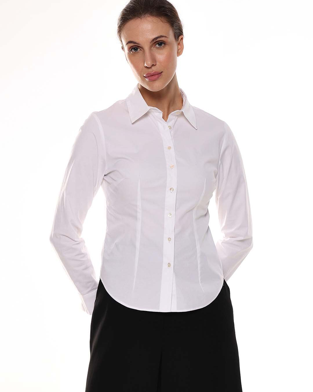 Anna White Cotton Formal Shirt for Women - Munich Fit from GAZILLION - Front Look