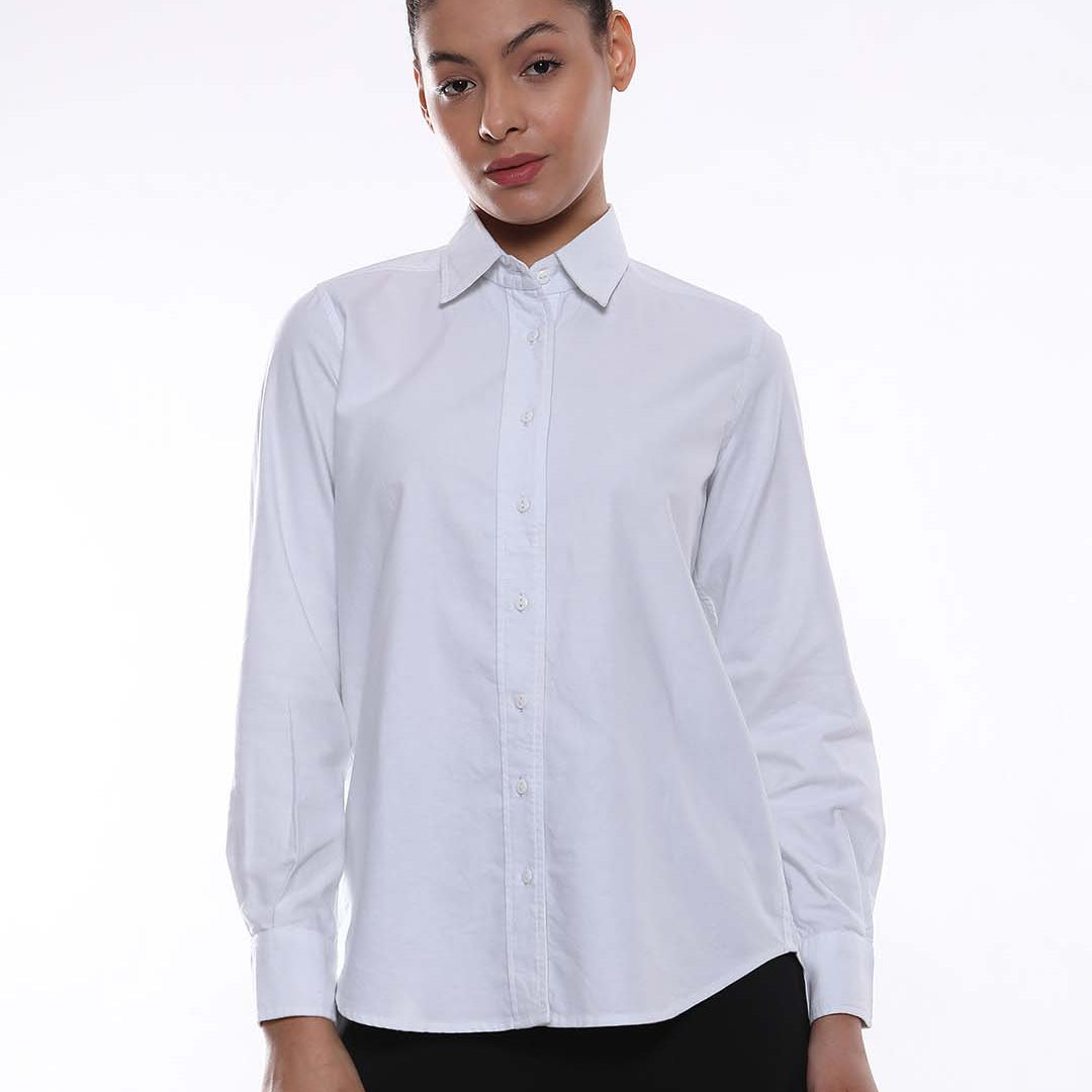 Aria White Oxford Cotton Shirt for Women - Zurich fit from GAZILLION - Front Look