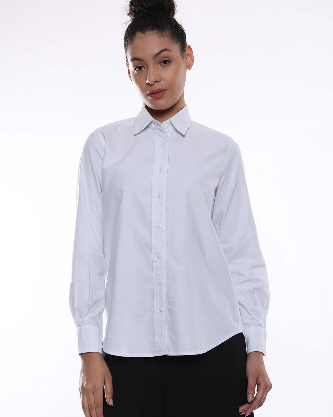 Aria White Oxford Cotton Shirt for Women - Zurich fit from GAZILLION - Front Look