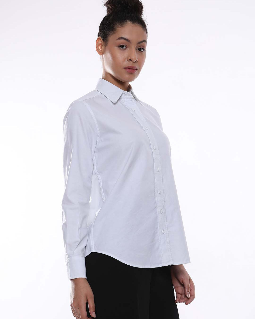 Aria White Oxford Cotton Shirt for Women - Zurich fit from GAZILLION - Right Side Look