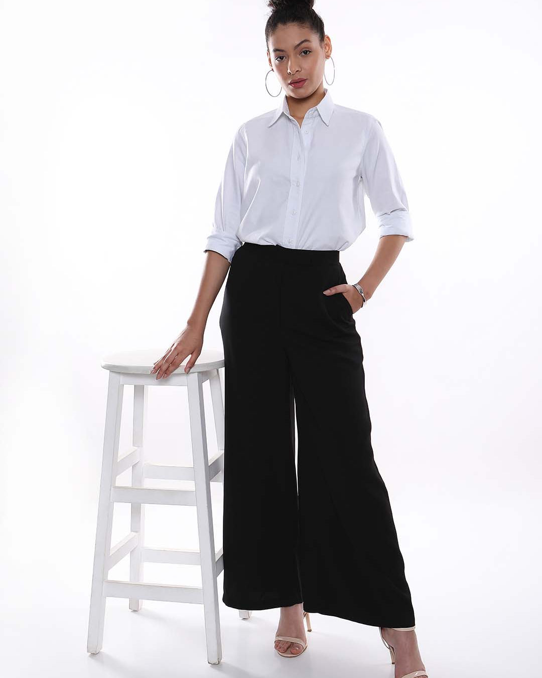 Aria White Oxford Cotton Shirt for Women - Zurich fit from GAZILLION - Standing Stylised Look With Accessories