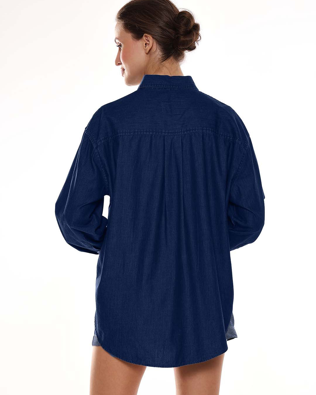 Athena Blue Denim Oversized Shirt for Woman - Brussels Fit from GAZILLION - Back Look