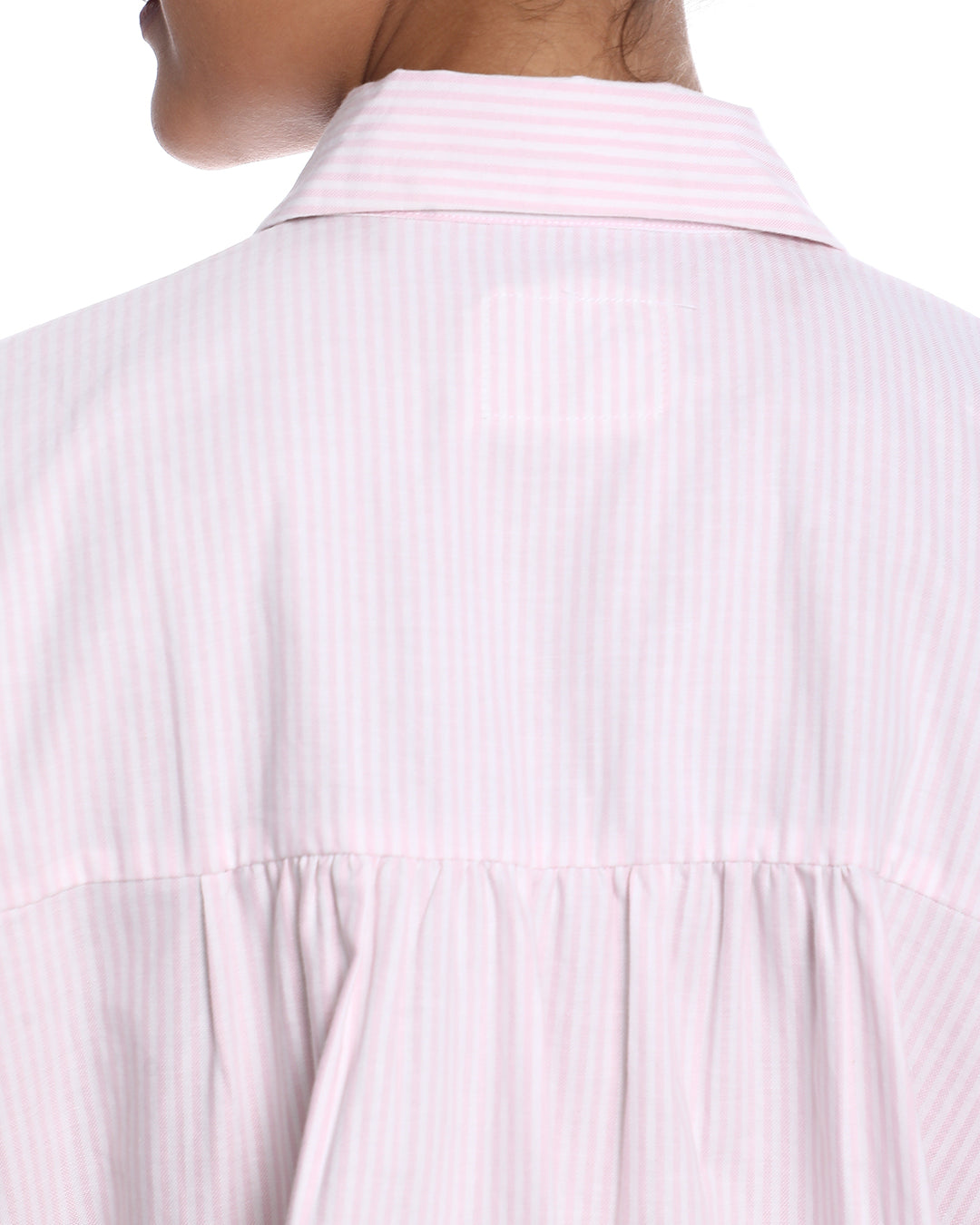 Becky Pink & White Striped Oxford Cotton Boxy Shirt for Women - Madrid Fit from GAZILLION - Back Detail
