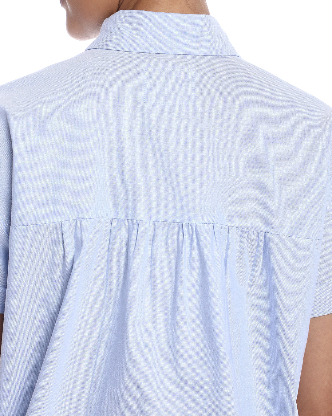 Bershka Sky Blue Oxford Cotton Boxy Shirt for Women - Madrid Fit from GAZILLION - Back Detail
