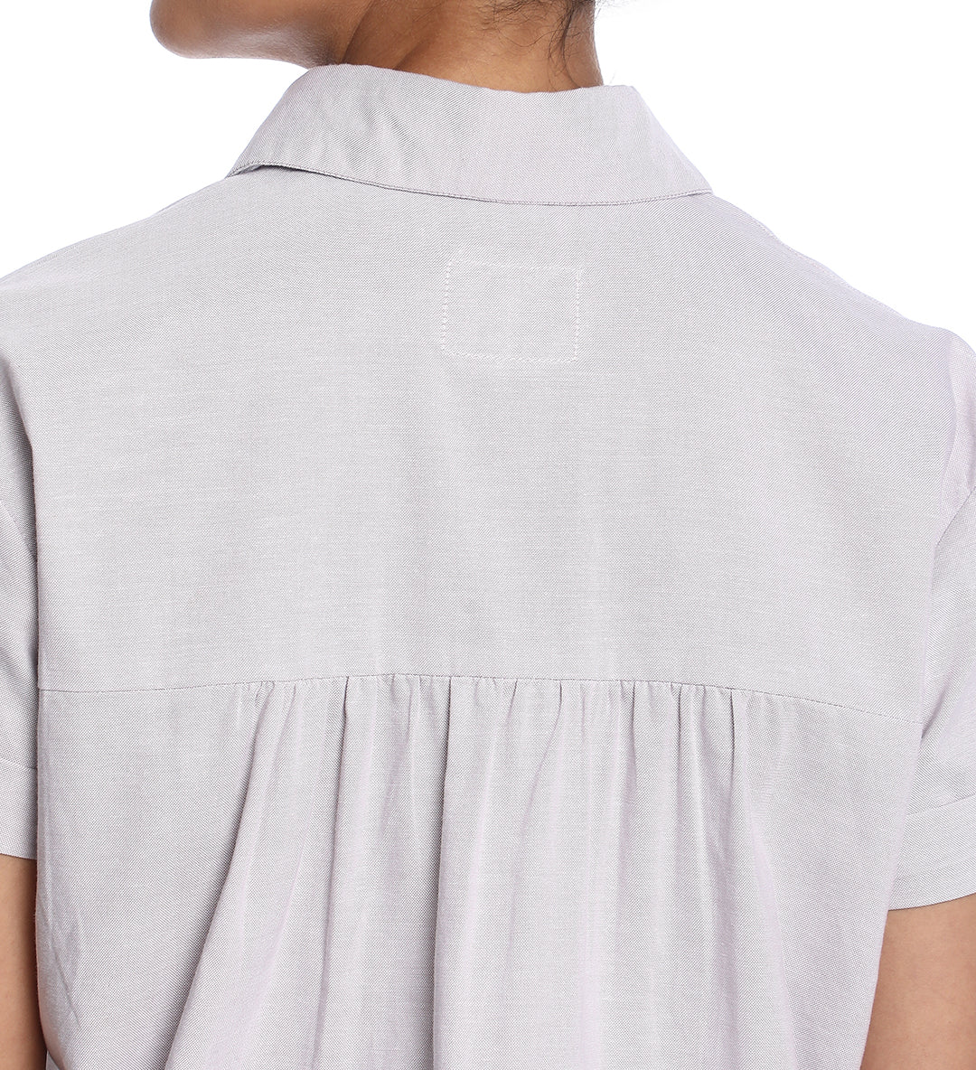 Bershka Stone Grey Oxford Cotton Boxy Shirt for Women - Madrid Fit from GAZILLION - Back Detail