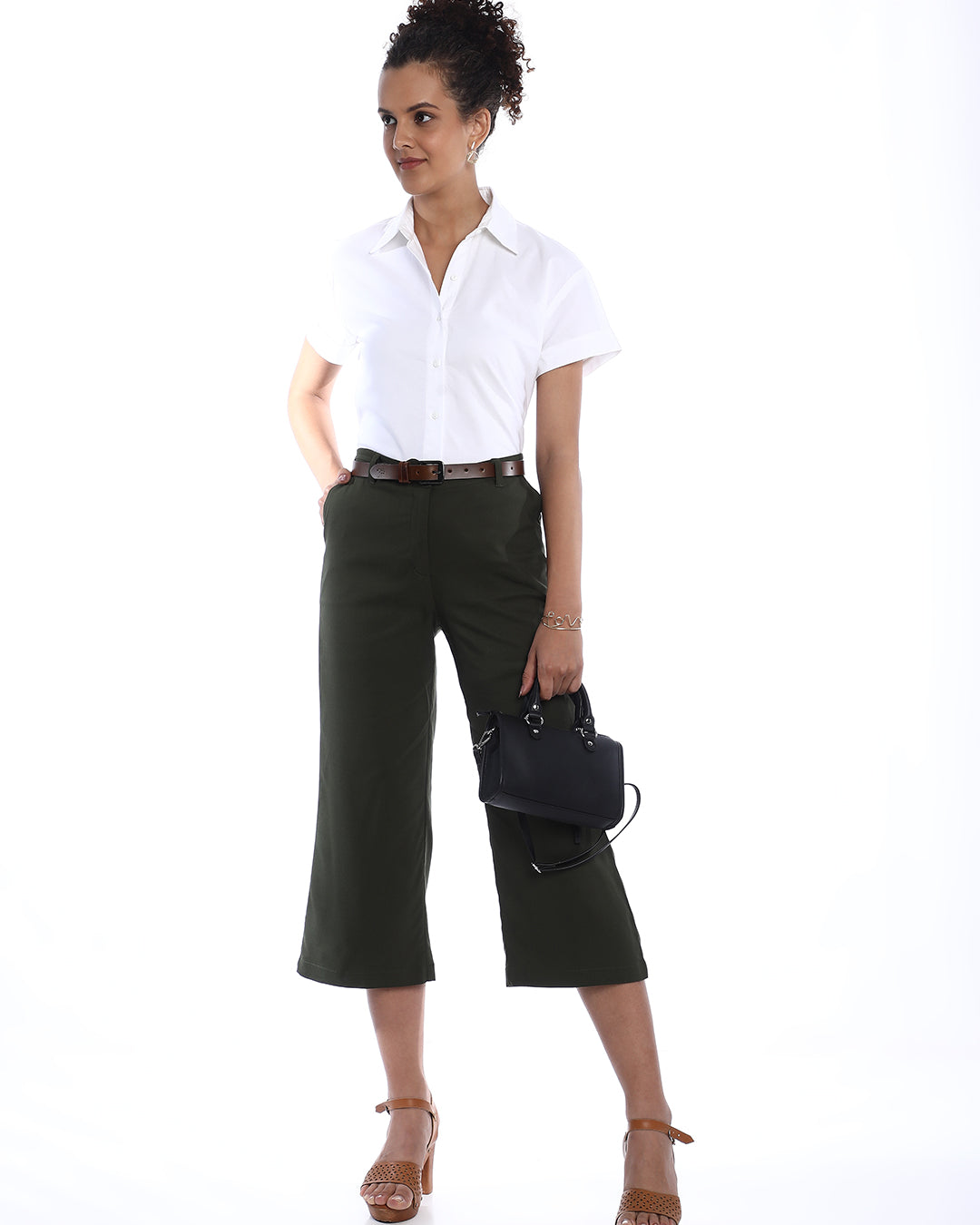 Bershka White Oxford Cotton Boxy Shirt for Women - Madrid Fit from GAZILLION - Stylised Standing Look