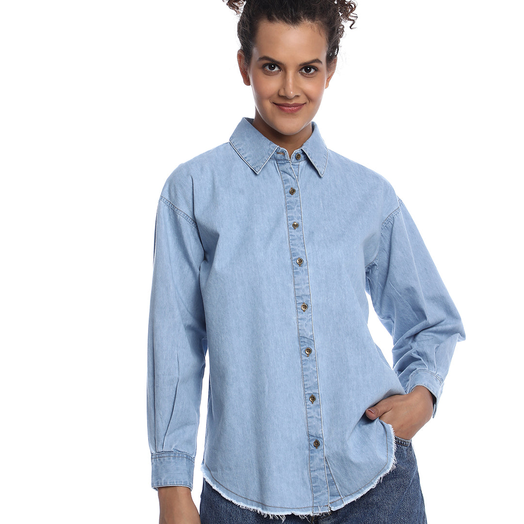 Brynn Light Blue Denim Shirt for Women - Zurich Fit from GAZILLION - Front Look