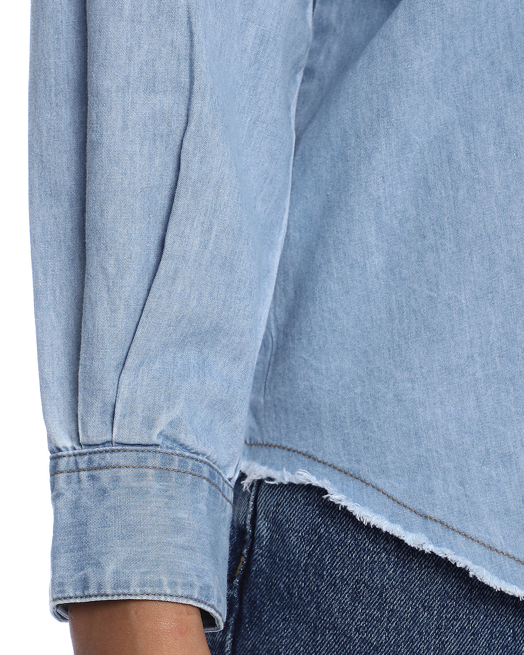 Brynn Light Blue Denim Shirt for Women - Zurich Fit from GAZILLION - Sleeve Detail