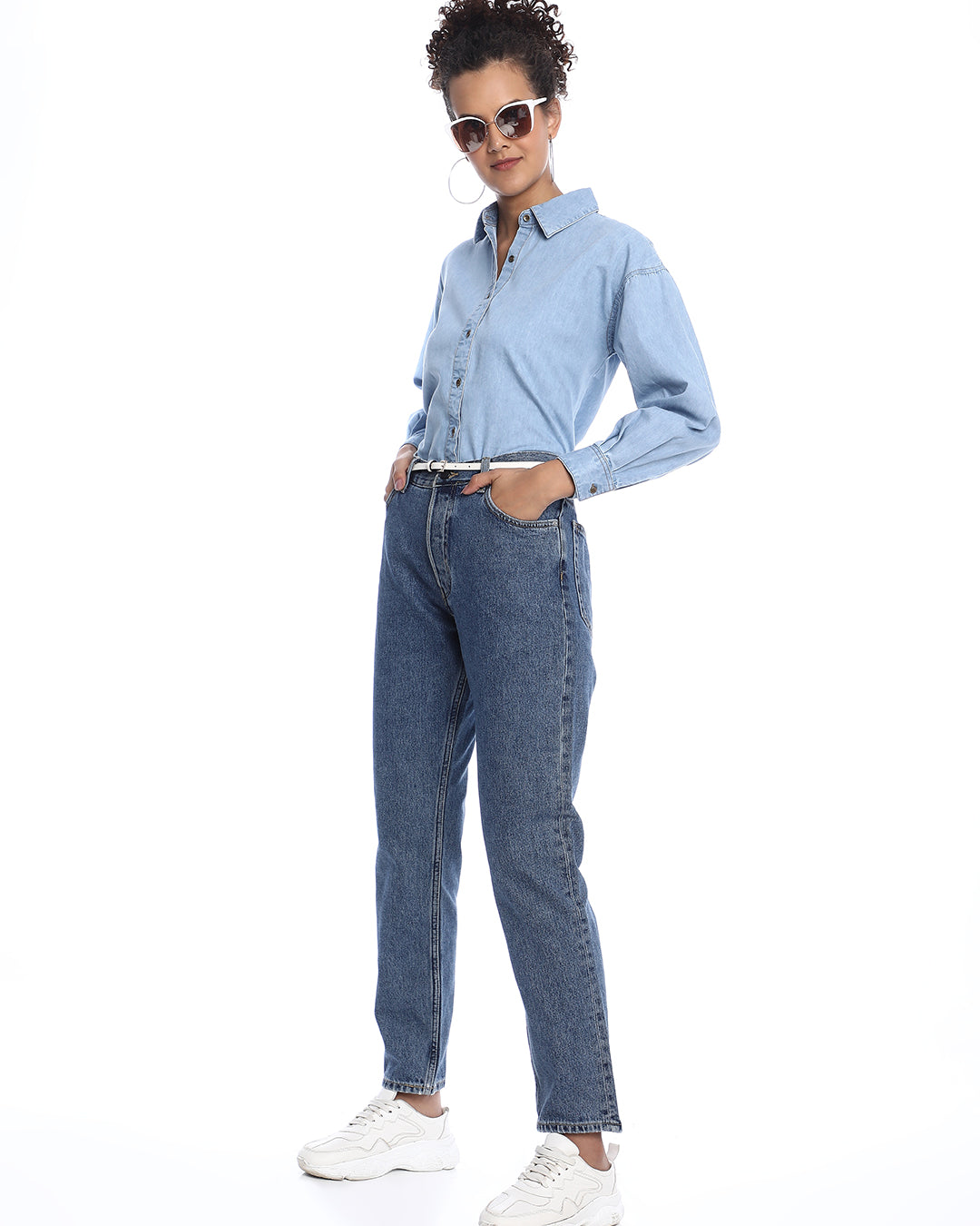 Brynn Light Blue Denim Shirt for Women - Zurich Fit from GAZILLION - Stylised Standing Look