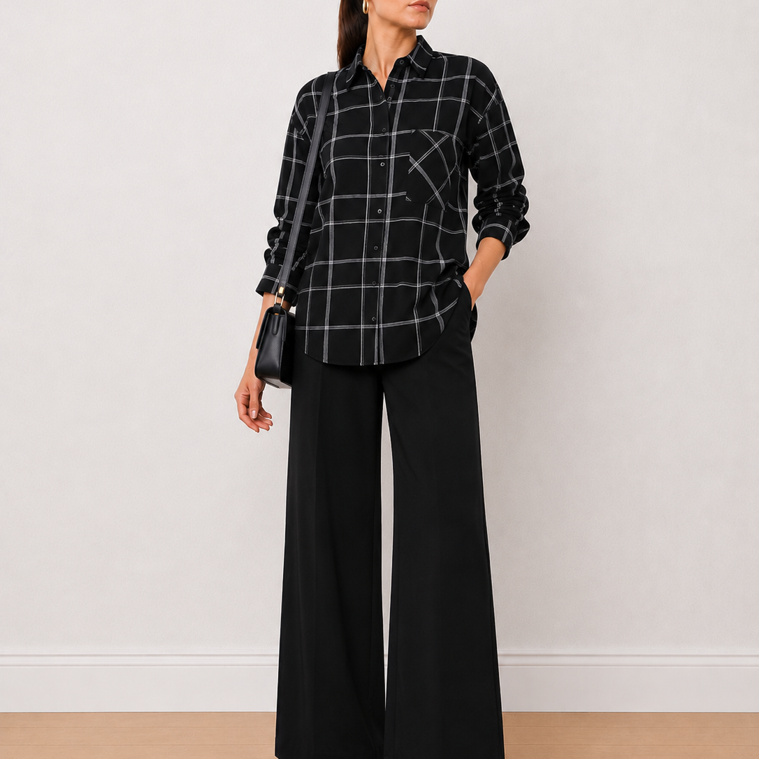Alivia Checks Cotton Oversized Shirt