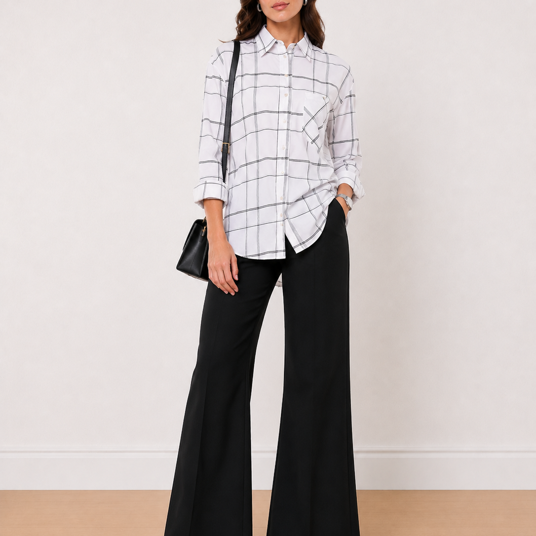 Alivia Checks Cotton Oversized Shirt
