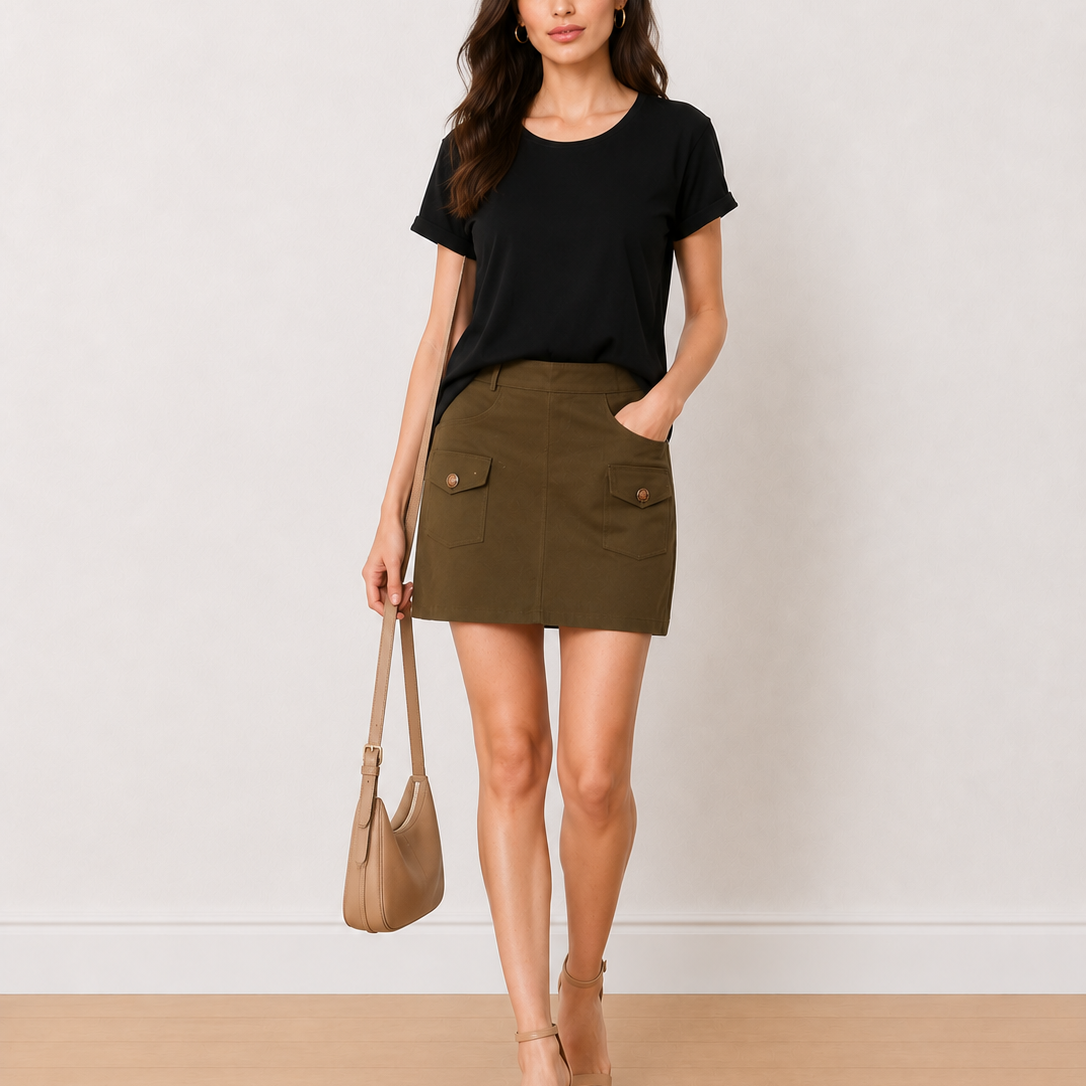 Aspen Black Loose Cotton Tshirt