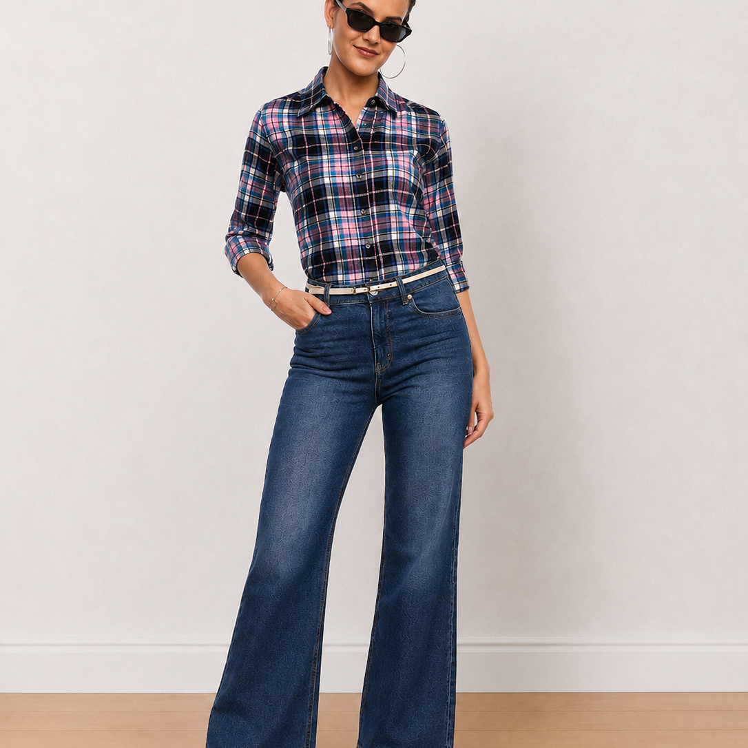 Beauty Pink & Black Checks Office Casual Shirt