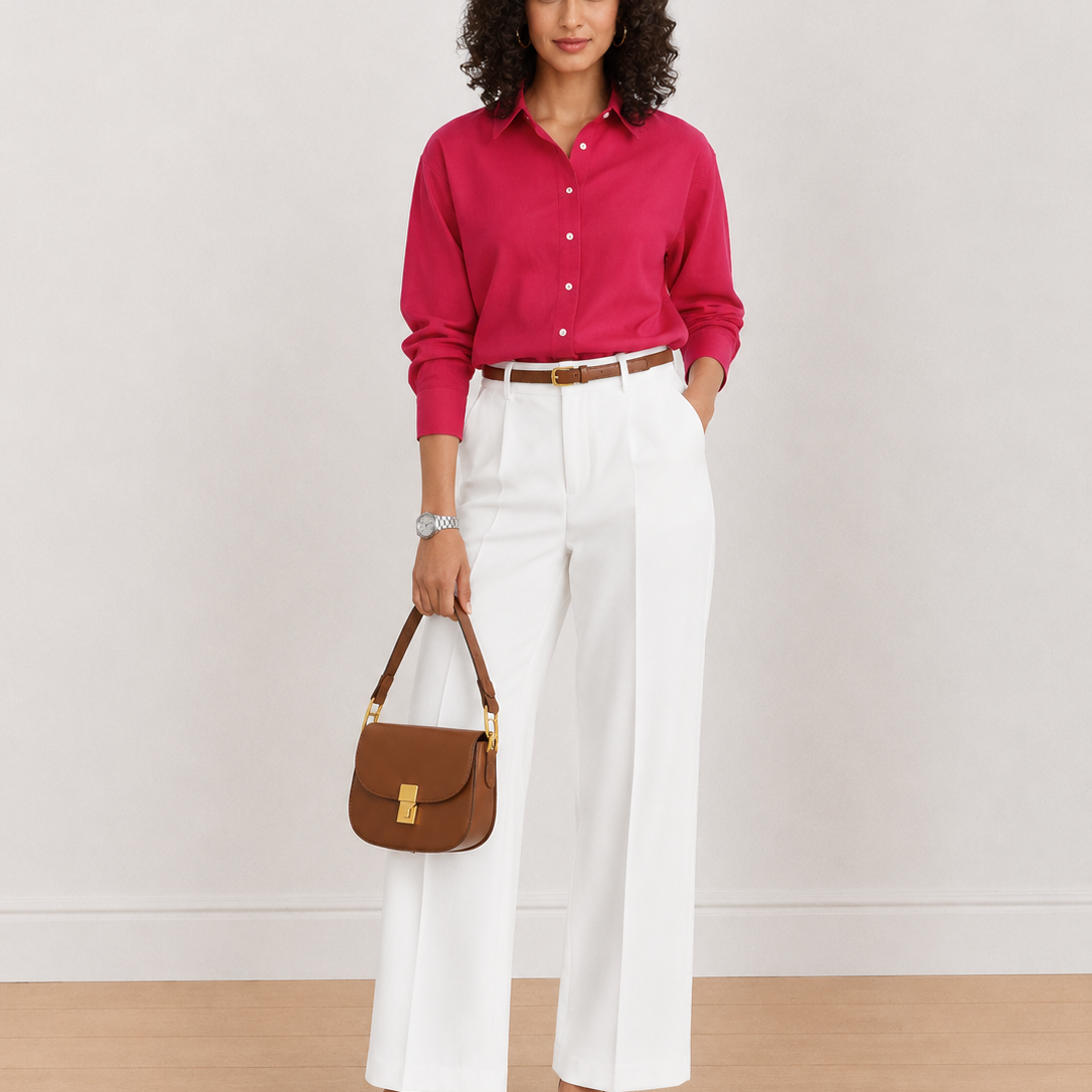 Berry Bright Pink Stylish Casual Cotton Shirt