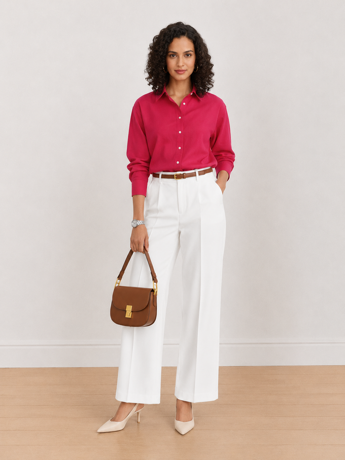 Berry Bright Pink Stylish Casual Cotton Shirt