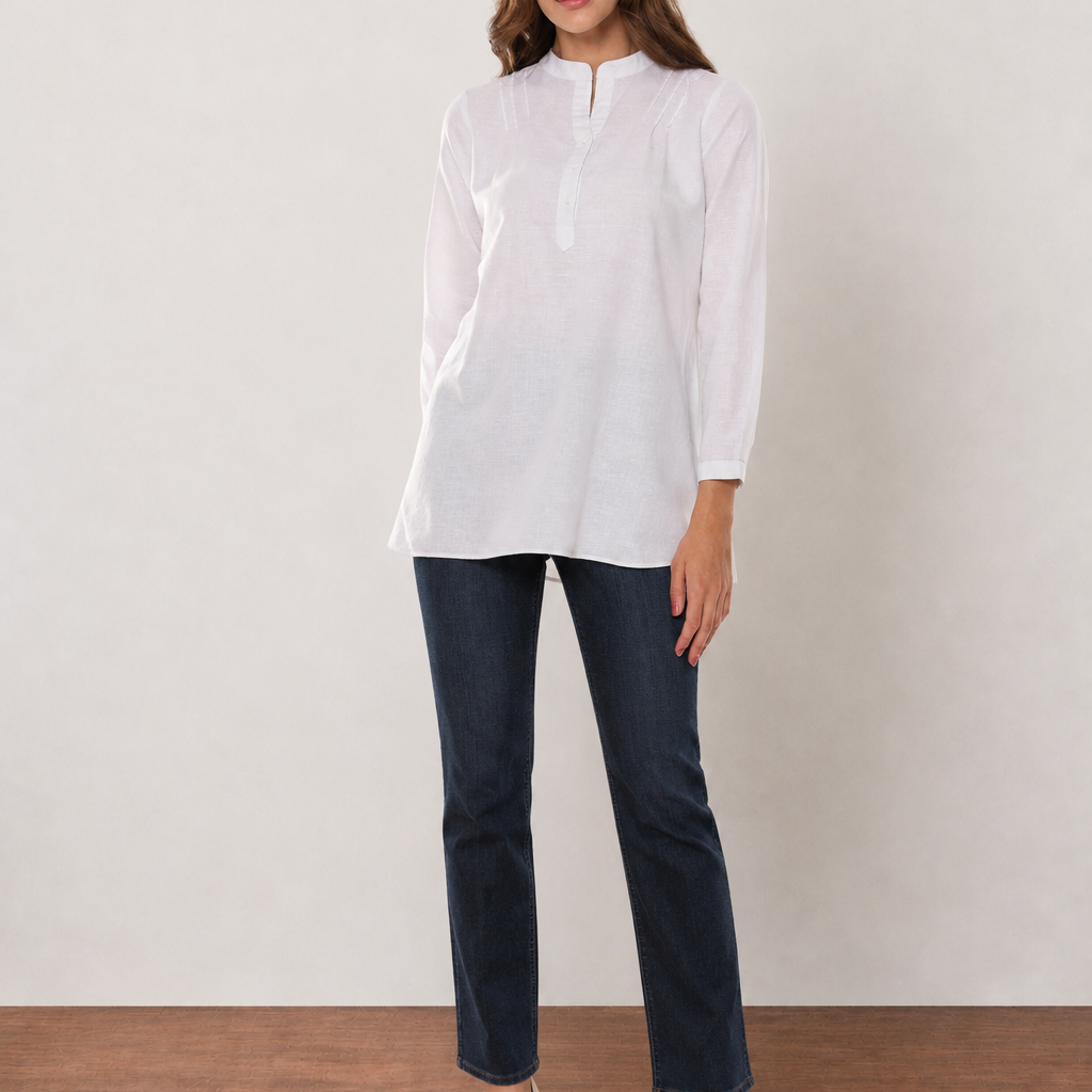 Alexa Cotton Linen Plus Size Tunic Shirt