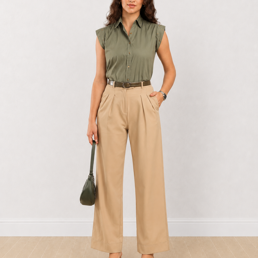 Darren Cap Sleeves Cotton Shirt