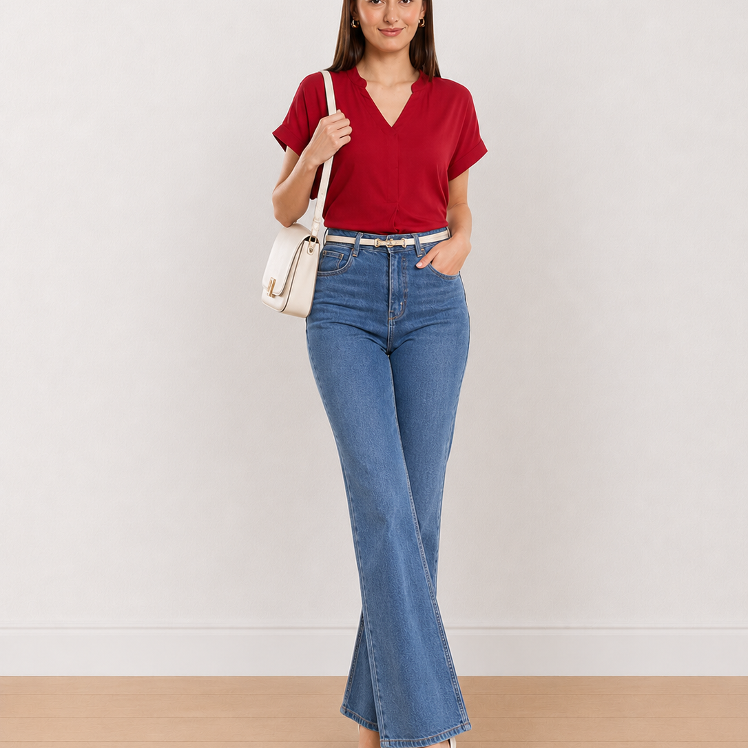 Claire Red Stylish Formal Top
