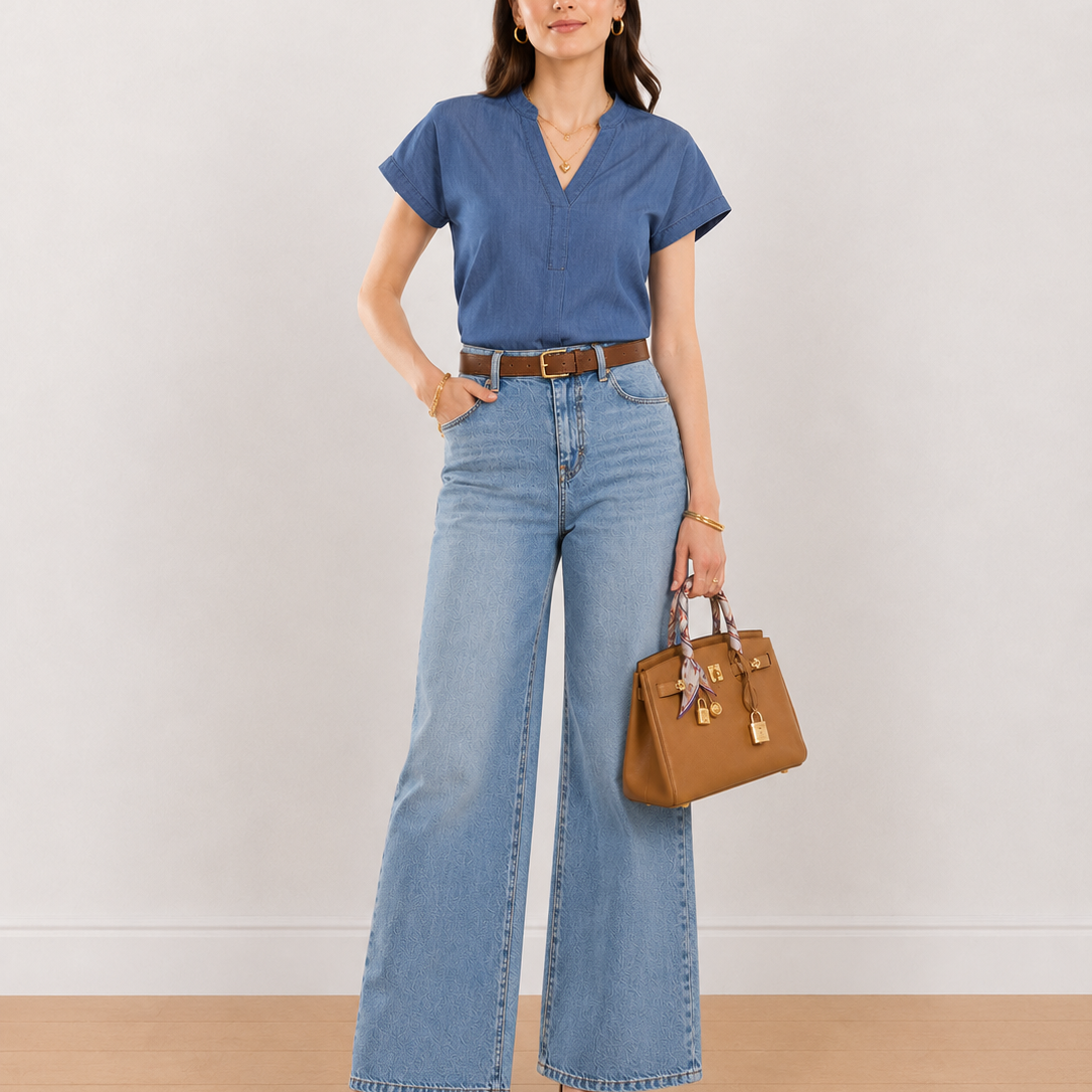Cora Denim Stylish Plus Size Top