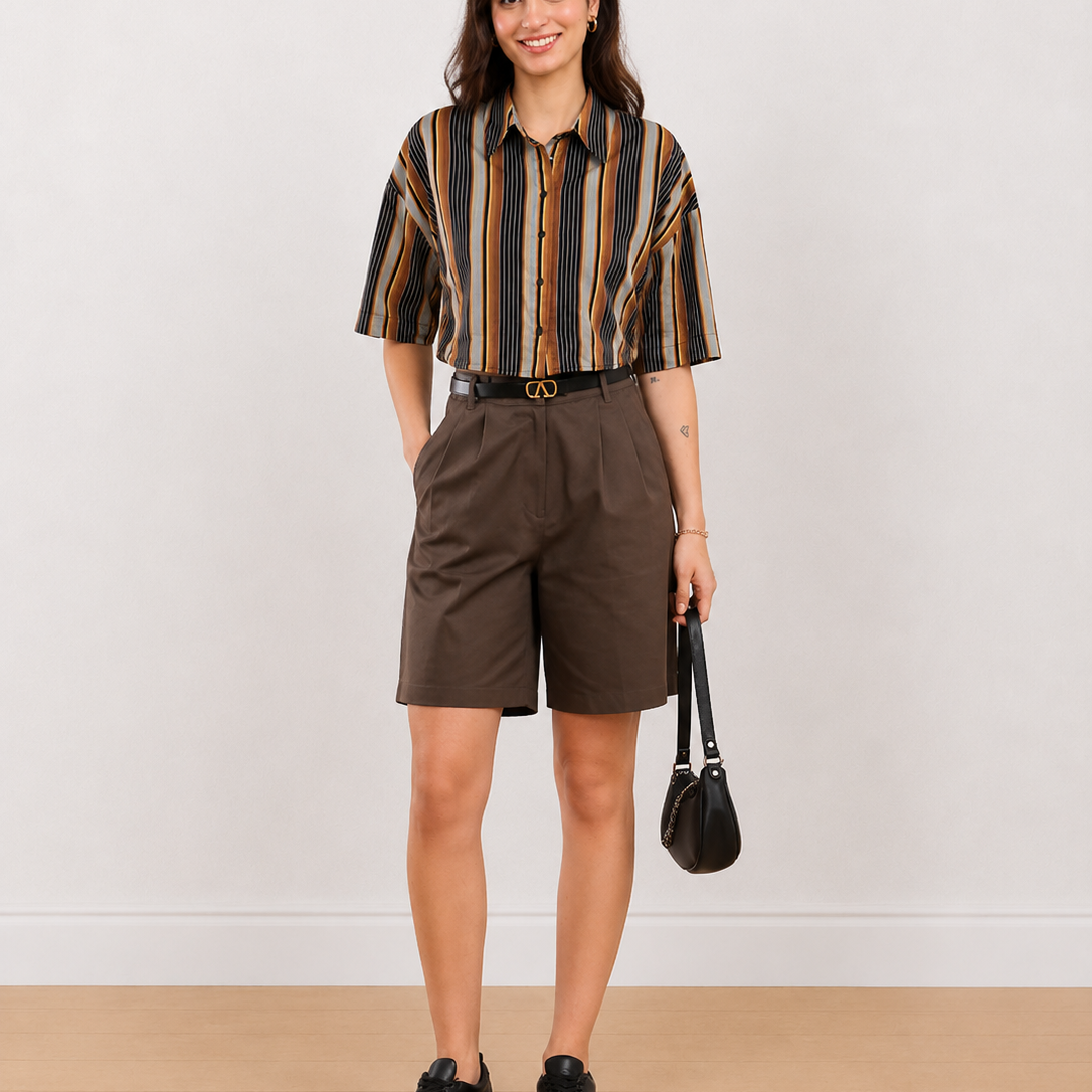 Carter Chocolate Brown Knee Length Bermuda Shorts