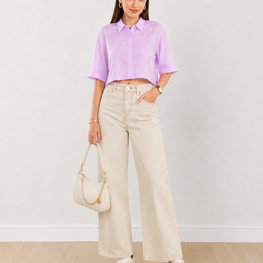 Christian Lavender Cropped Shirt