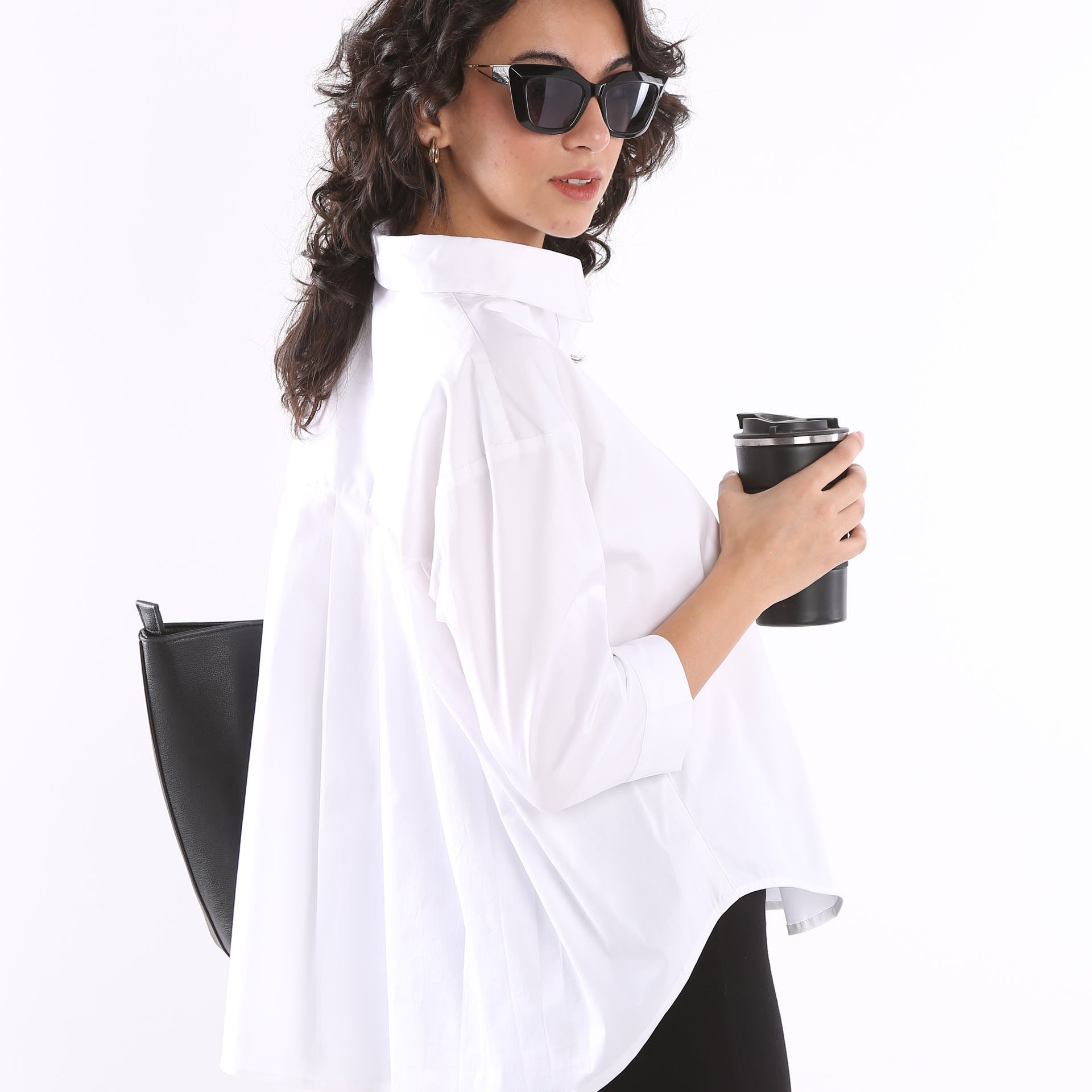 Elizabeth White Stylish Pleated Back Cotton Shirt