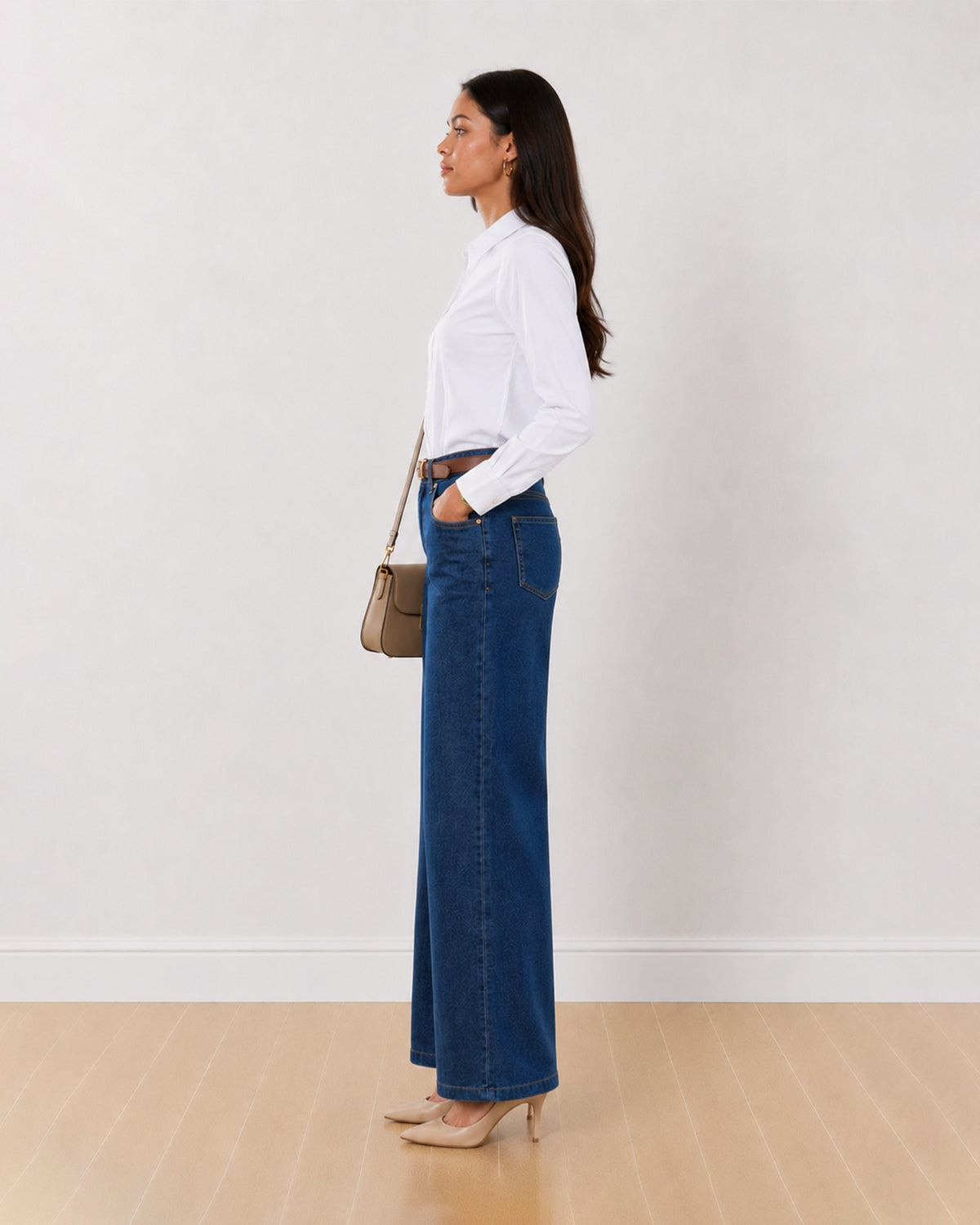 Aria white cotton formal shirt side profile with full sleeves