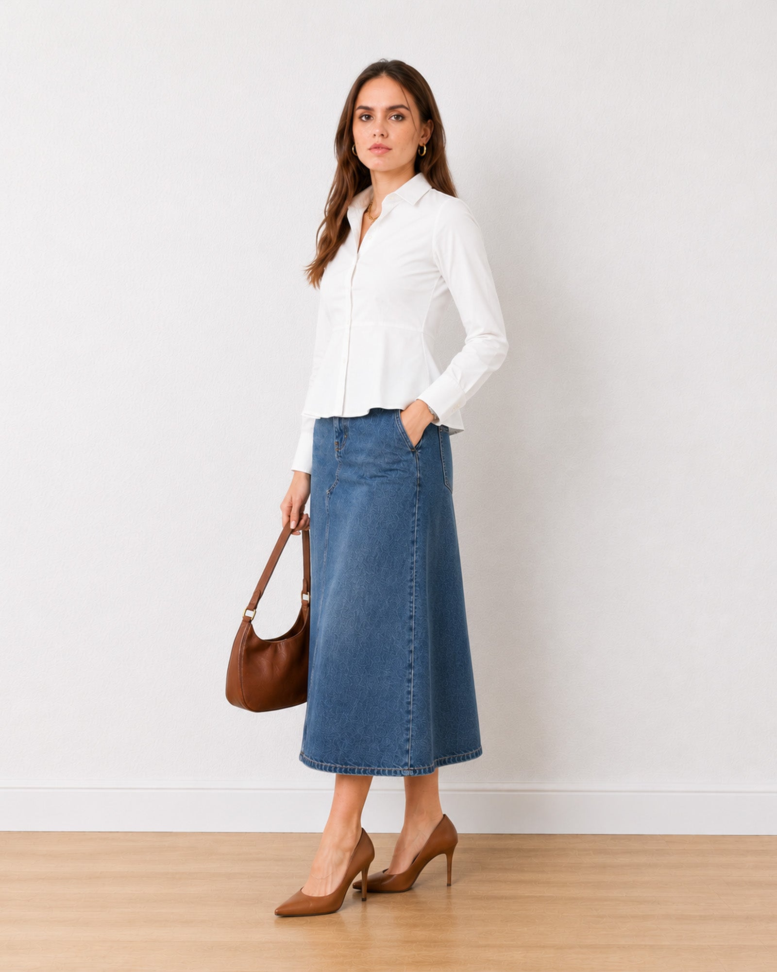 Giselle white peplum shirt, day to night styling