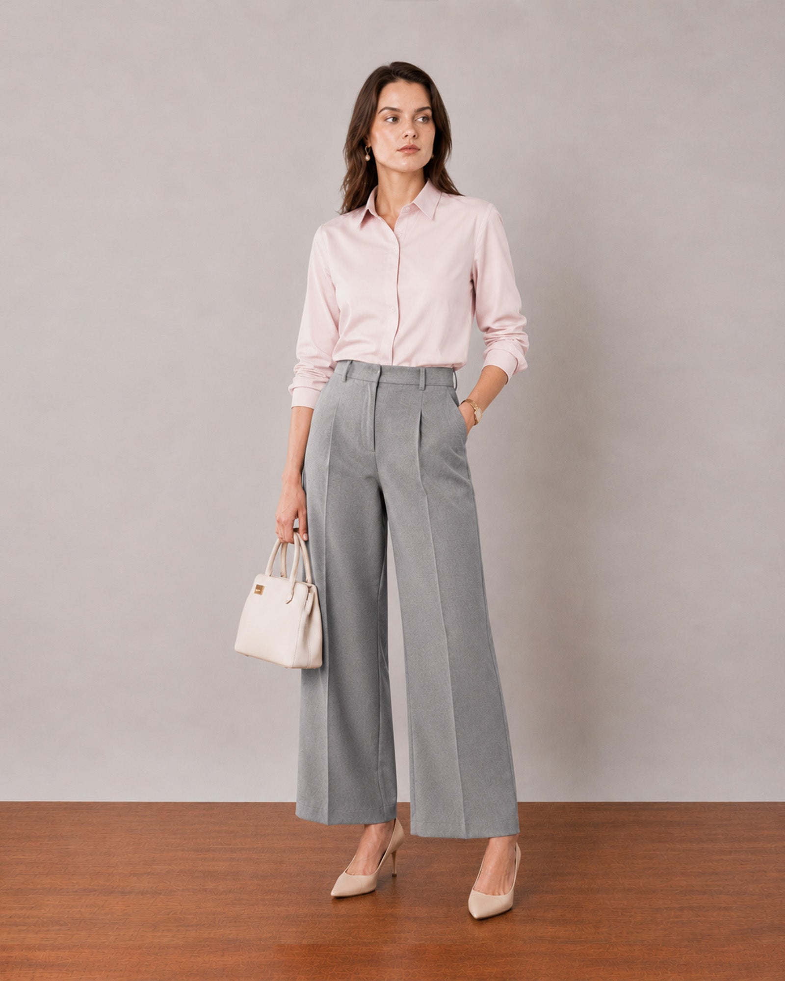 That baby pink formal shirt, classy workday look