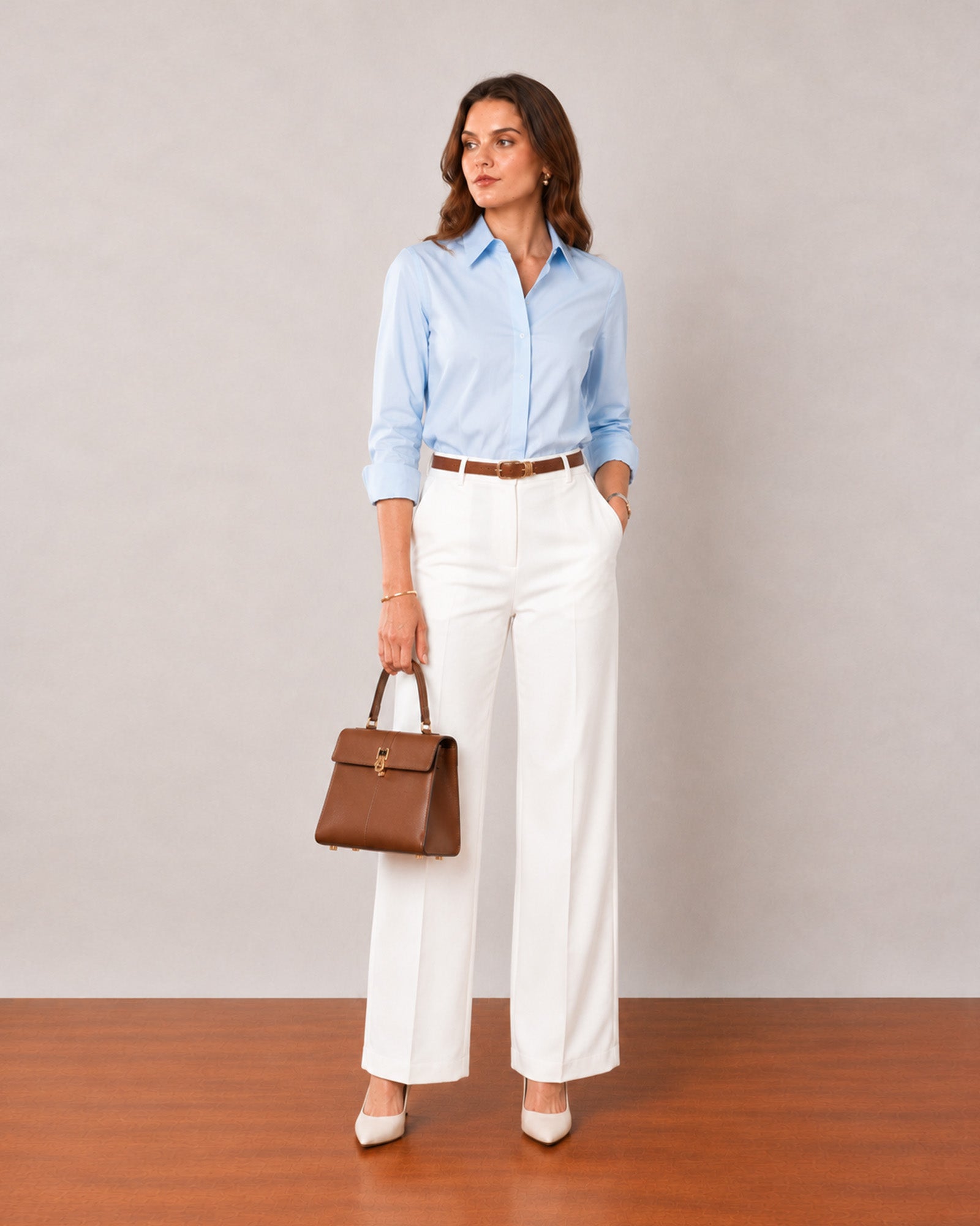That sky blue formal shirt, elegant office look