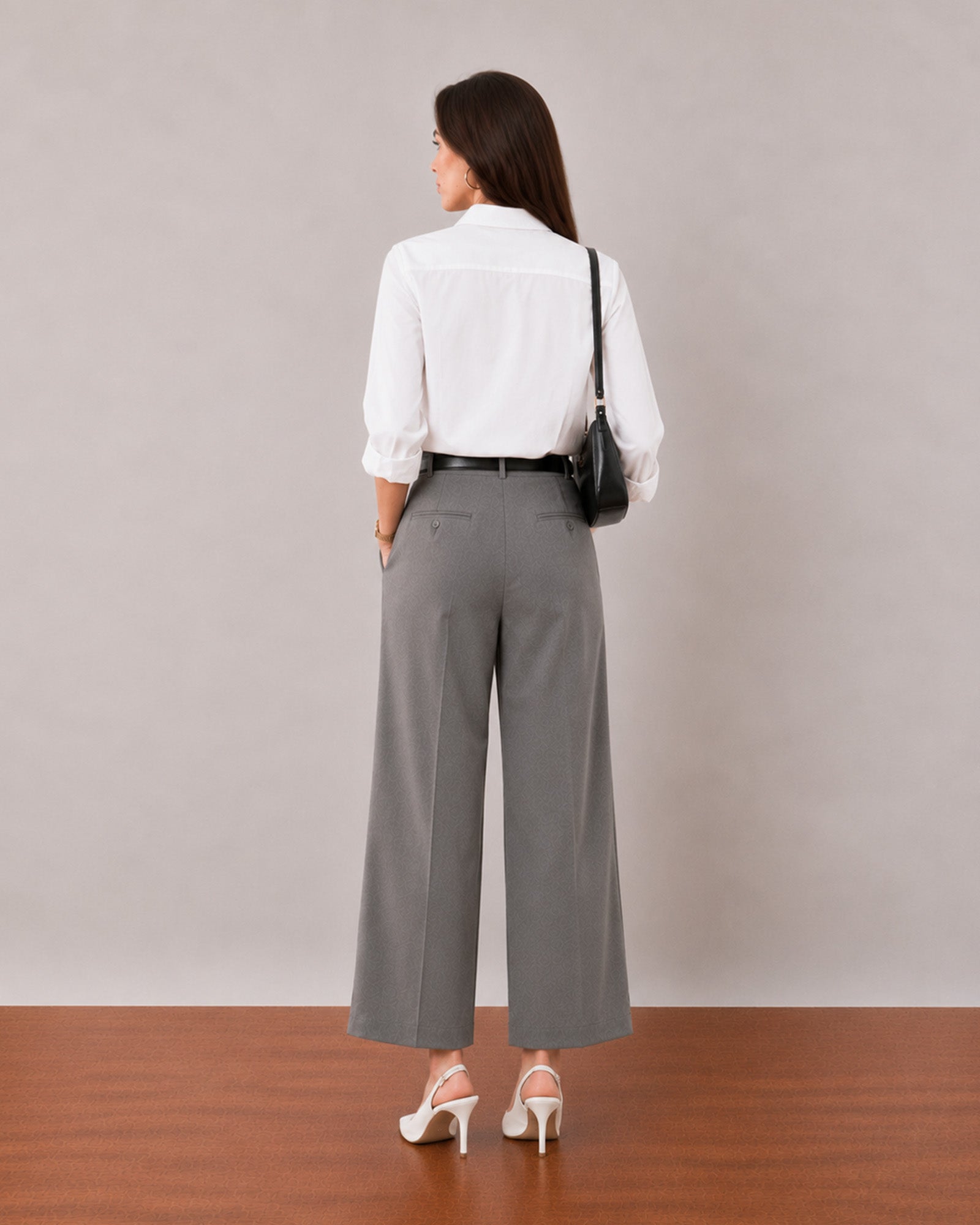 That white stretch poplin formal shirt with a tailored back, back view