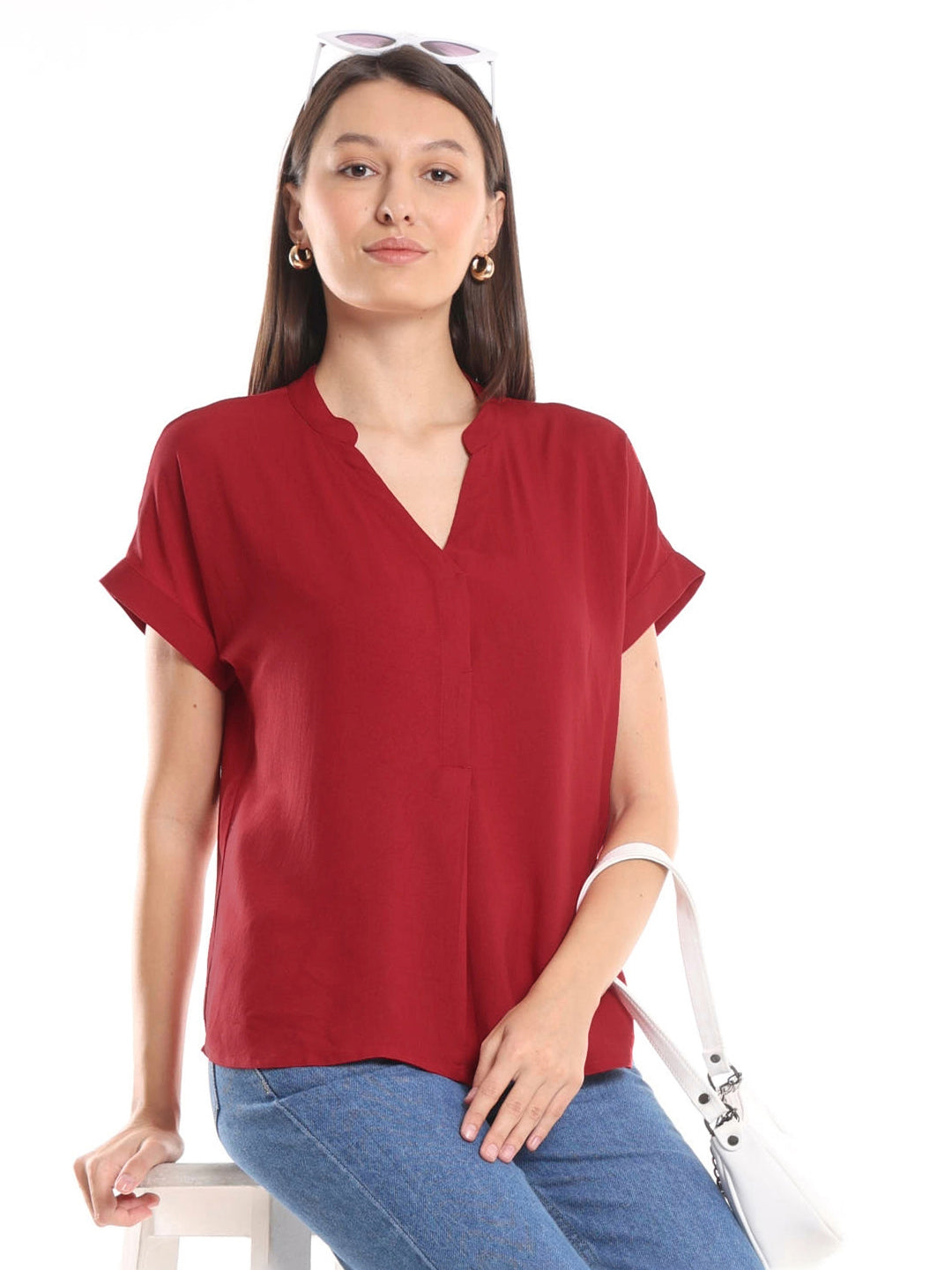 Claire Red Stylish Formal Top